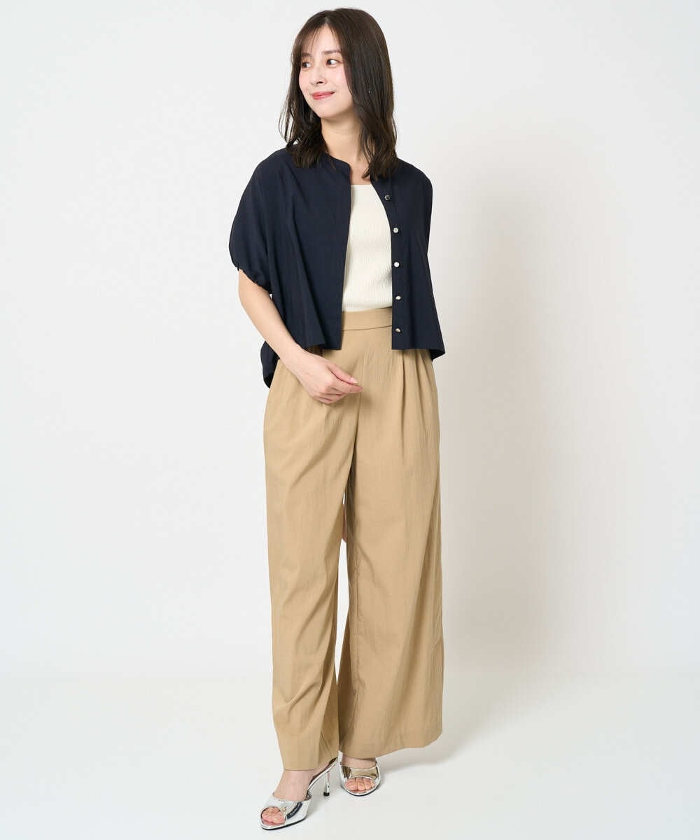 F1LHA62150 MK MICHEL KLEIN(小さいサイズ)(メゾン ドゥ サンク) 【小さいサイズ】リラクシーワイドパンツ/UVカット/接触冷感/洗える/セットアップ対応 ベージュ