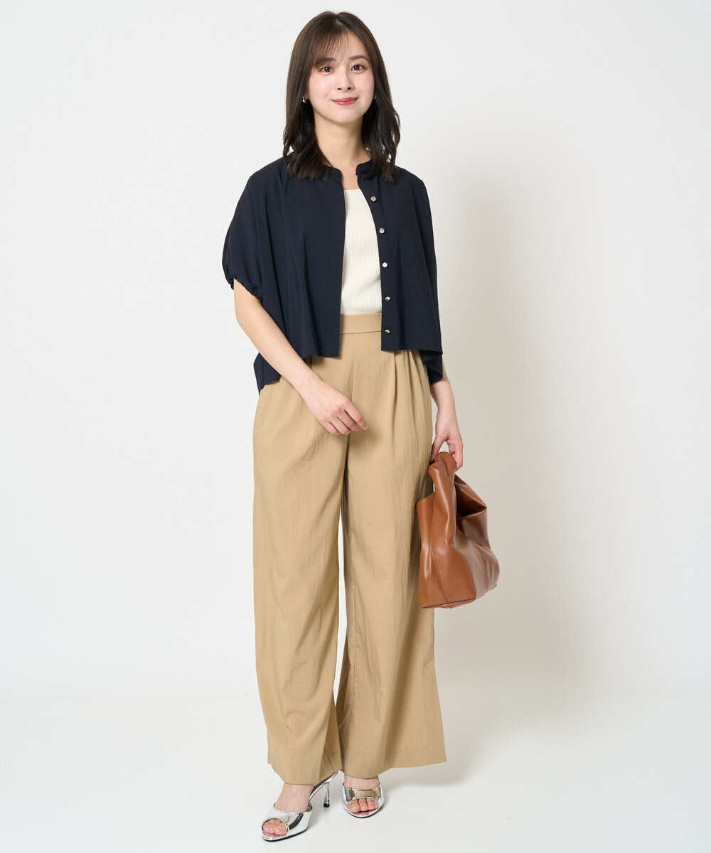 F1LHA62150 MK MICHEL KLEIN(小さいサイズ)(メゾン ドゥ サンク) 【小さいサイズ】リラクシーワイドパンツ/UVカット/接触冷感/洗える/セットアップ対応 ベージュ