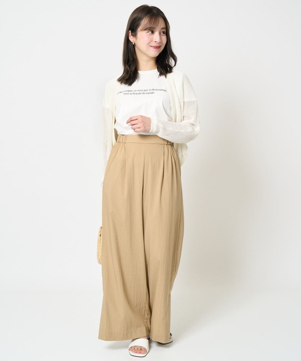 F1LHA62150 MK MICHEL KLEIN(小さいサイズ)(メゾン ドゥ サンク) 【小さいサイズ】リラクシーワイドパンツ/UVカット/接触冷感/洗える/セットアップ対応 ベージュ