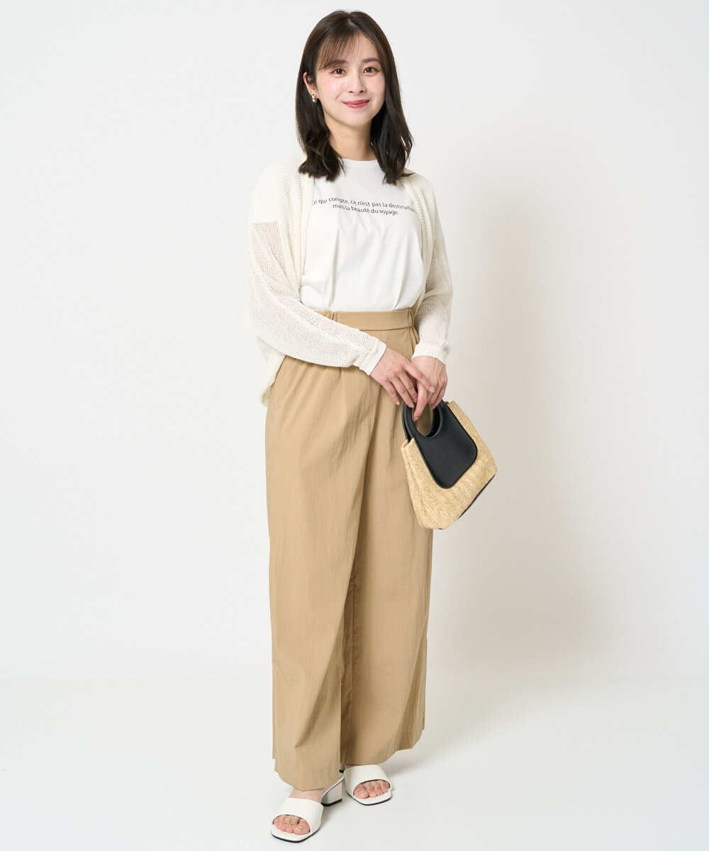 F1LHA62150 MK MICHEL KLEIN(小さいサイズ)(メゾン ドゥ サンク) 【小さいサイズ】リラクシーワイドパンツ/UVカット/接触冷感/洗える/セットアップ対応 ベージュ