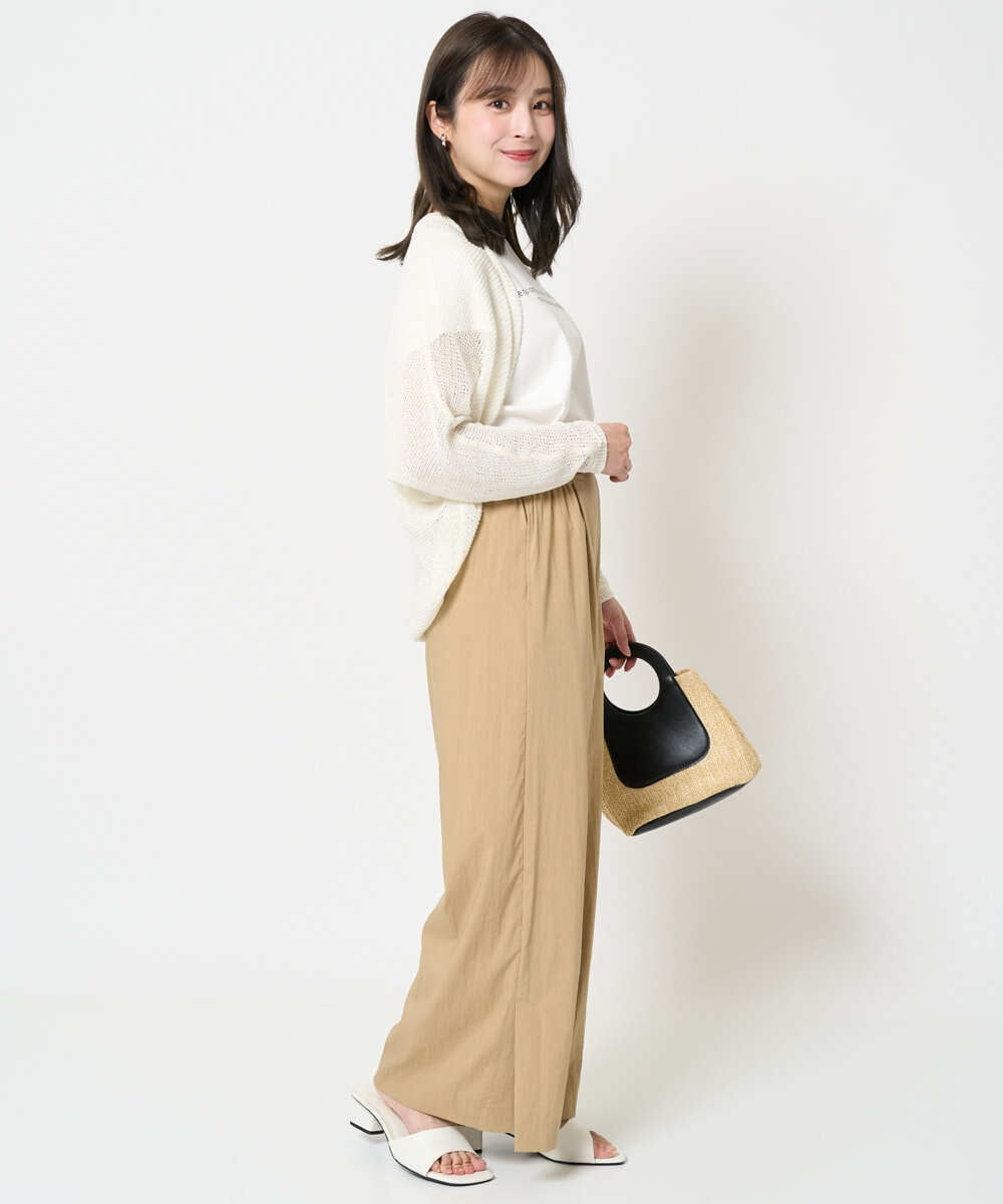 F1LHA62150 MK MICHEL KLEIN(小さいサイズ)(メゾン ドゥ サンク) 【小さいサイズ】リラクシーワイドパンツ/UVカット/接触冷感/洗える/セットアップ対応 ベージュ