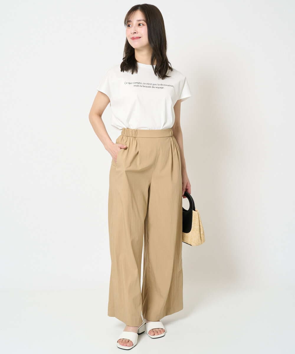 F1LHA62150 MK MICHEL KLEIN(小さいサイズ)(メゾン ドゥ サンク) 【小さいサイズ】リラクシーワイドパンツ/UVカット/接触冷感/洗える/セットアップ対応 ベージュ