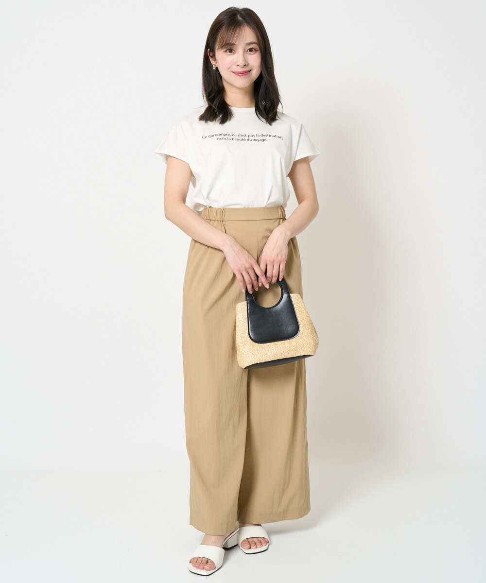 F1LHA62150 MK MICHEL KLEIN(小さいサイズ)(メゾン ドゥ サンク) 【小さいサイズ】リラクシーワイドパンツ/UVカット/接触冷感/洗える/セットアップ対応 ベージュ