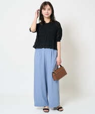 F1LHA62150 MK MICHEL KLEIN(小さいサイズ)(メゾン ドゥ サンク) 【小さいサイズ】リラクシーワイドパンツ/UVカット/接触冷感/洗える/セットアップ対応 ベージュ