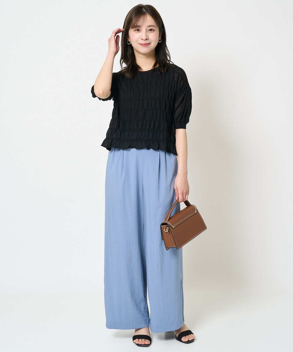 F1LHA62150 MK MICHEL KLEIN(小さいサイズ)(メゾン ドゥ サンク) 【小さいサイズ】リラクシーワイドパンツ/UVカット/接触冷感/洗える/セットアップ対応 ベージュ