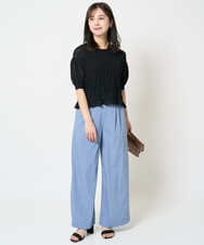 F1LHA62150 MK MICHEL KLEIN(小さいサイズ)(メゾン ドゥ サンク) 【小さいサイズ】リラクシーワイドパンツ/UVカット/接触冷感/洗える/セットアップ対応 ベージュ