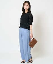 F1LHA62150 MK MICHEL KLEIN(小さいサイズ)(メゾン ドゥ サンク) 【小さいサイズ】リラクシーワイドパンツ/UVカット/接触冷感/洗える/セットアップ対応 ベージュ