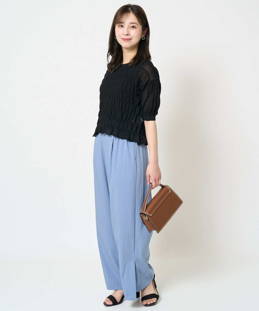 F1LHA62150 MK MICHEL KLEIN(小さいサイズ)(メゾン ドゥ サンク) 【小さいサイズ】リラクシーワイドパンツ/UVカット/接触冷感/洗える/セットアップ対応 ベージュ
