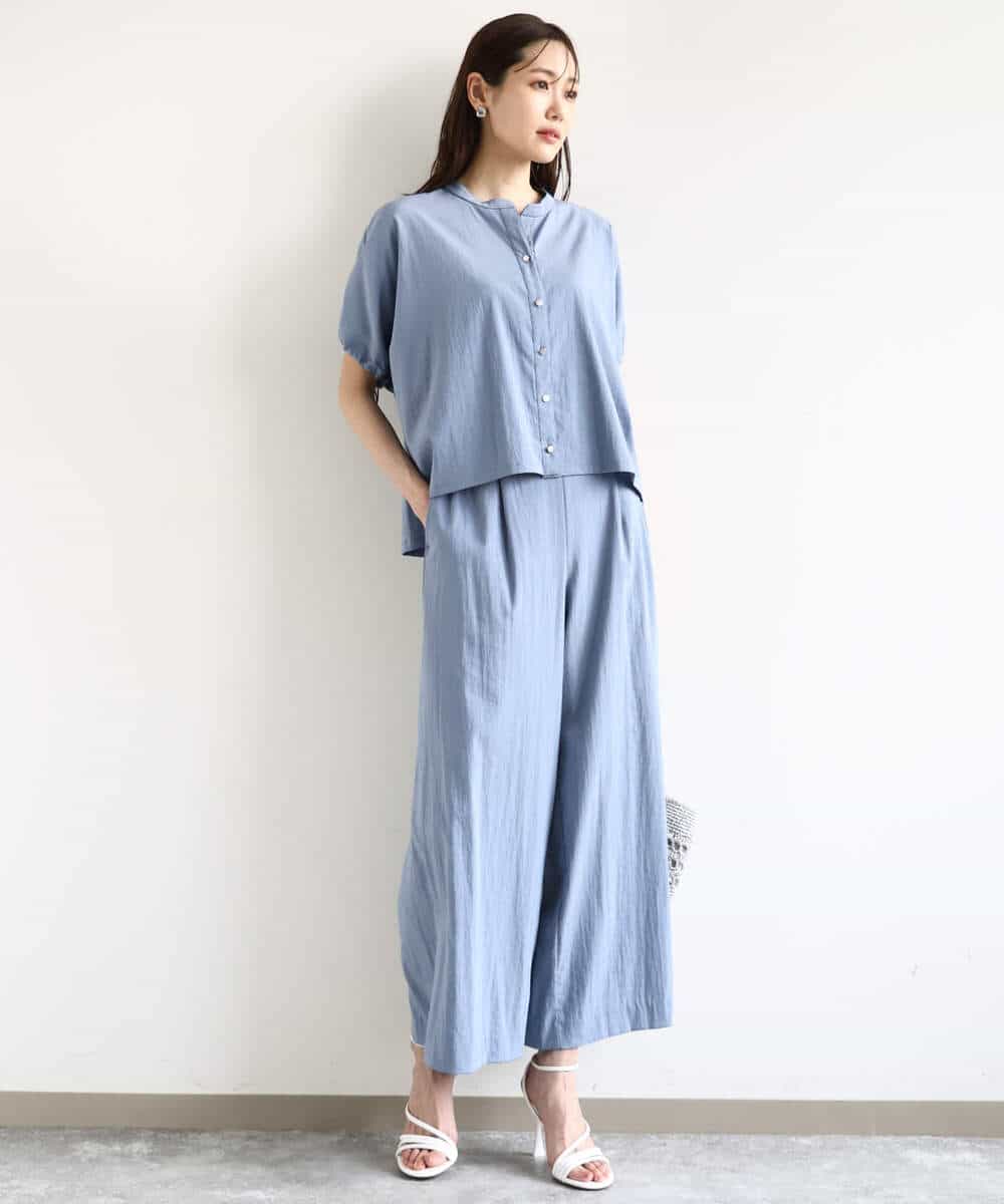 F1LHA62150 MK MICHEL KLEIN(小さいサイズ)(メゾン ドゥ サンク) 【小さいサイズ】リラクシーワイドパンツ/UVカット/接触冷感/洗える/セットアップ対応 ベージュ