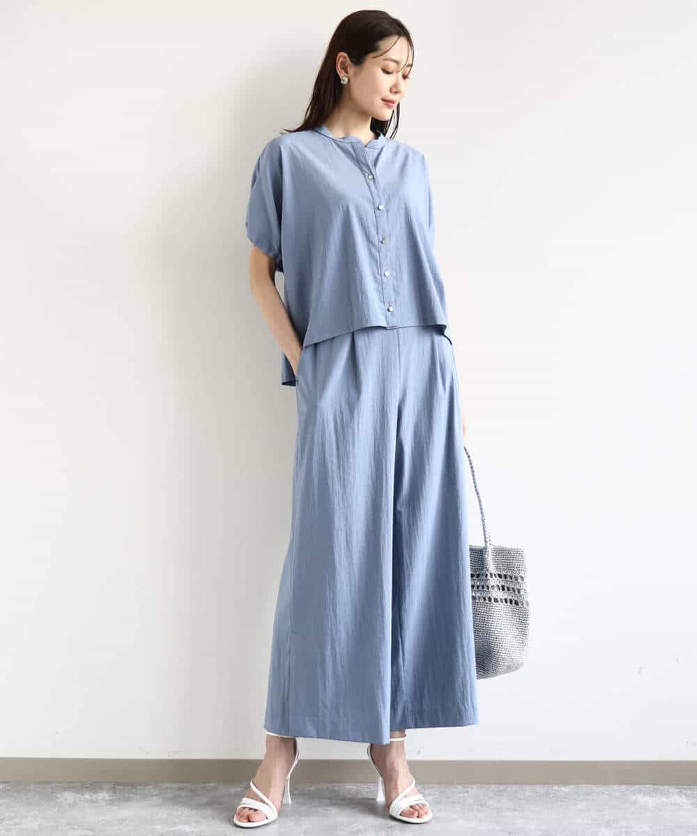 F1LHA62150 MK MICHEL KLEIN(小さいサイズ)(メゾン ドゥ サンク) 【小さいサイズ】リラクシーワイドパンツ/UVカット/接触冷感/洗える/セットアップ対応 ベージュ