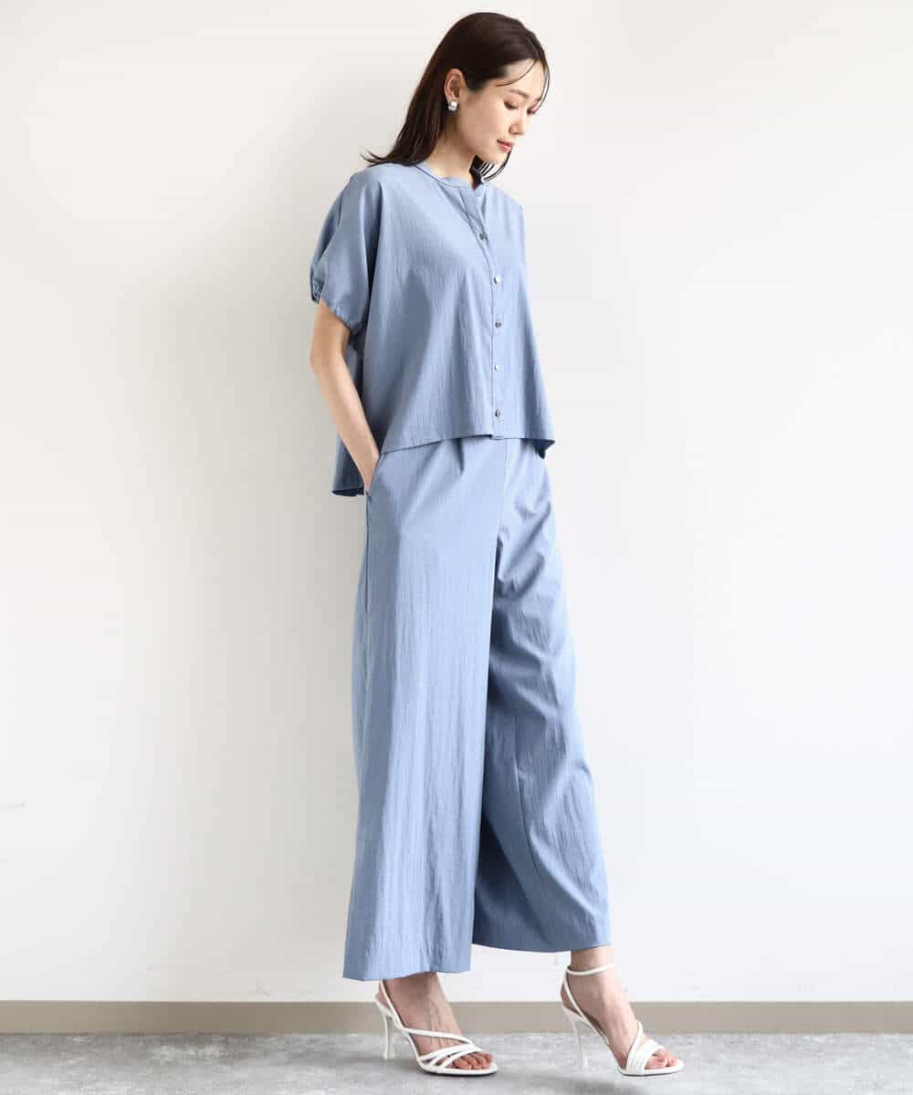 F1LHA62150 MK MICHEL KLEIN(小さいサイズ)(メゾン ドゥ サンク) 【小さいサイズ】リラクシーワイドパンツ/UVカット/接触冷感/洗える/セットアップ対応 ベージュ