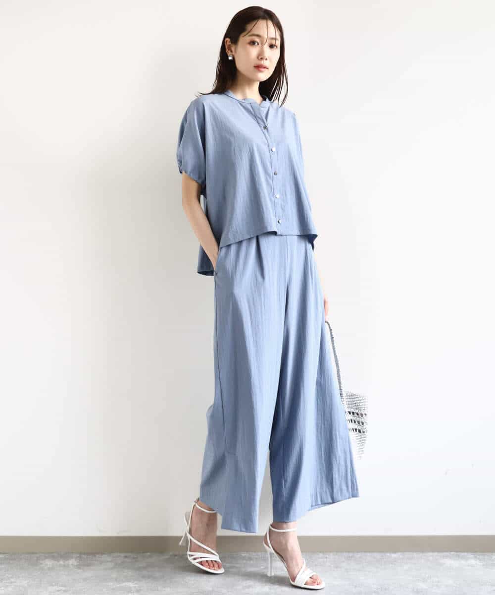 F1LHA62150 MK MICHEL KLEIN(小さいサイズ)(メゾン ドゥ サンク) 【小さいサイズ】リラクシーワイドパンツ/UVカット/接触冷感/洗える/セットアップ対応 ベージュ