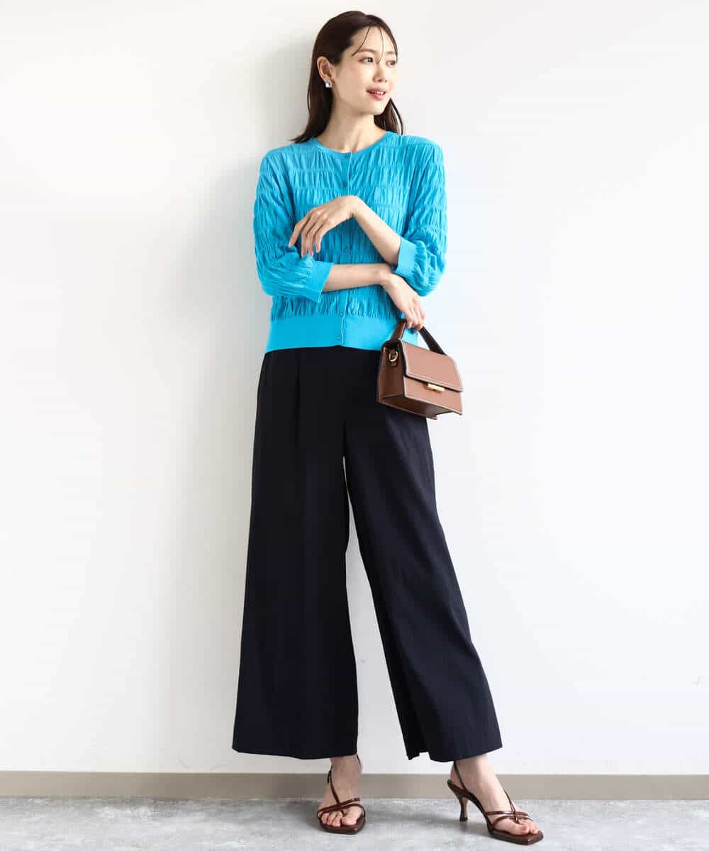 F1LHA62150 MK MICHEL KLEIN(小さいサイズ)(メゾン ドゥ サンク) 【小さいサイズ】リラクシーワイドパンツ/UVカット/接触冷感/洗える/セットアップ対応 ベージュ