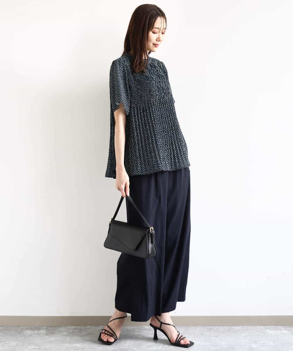 F1LHA62150 MK MICHEL KLEIN(小さいサイズ)(メゾン ドゥ サンク) 【小さいサイズ】リラクシーワイドパンツ/UVカット/接触冷感/洗える/セットアップ対応 ベージュ