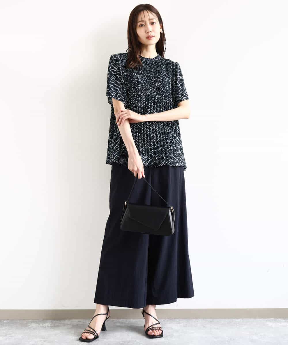 F1LHA62150 MK MICHEL KLEIN(小さいサイズ)(メゾン ドゥ サンク) 【小さいサイズ】リラクシーワイドパンツ/UVカット/接触冷感/洗える/セットアップ対応 ベージュ
