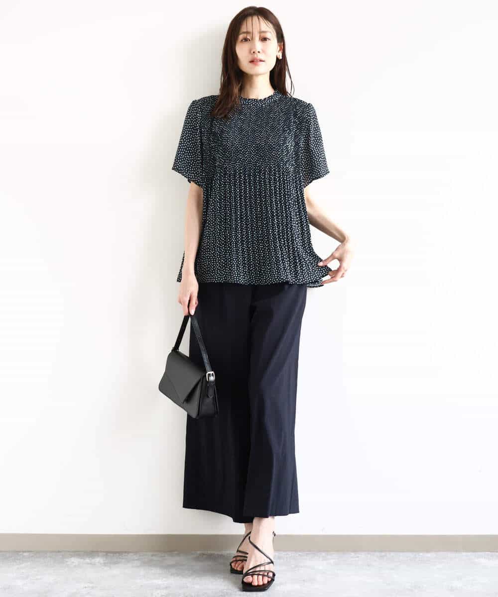 F1LHA62150 MK MICHEL KLEIN(小さいサイズ)(メゾン ドゥ サンク) 【小さいサイズ】リラクシーワイドパンツ/UVカット/接触冷感/洗える/セットアップ対応 ベージュ