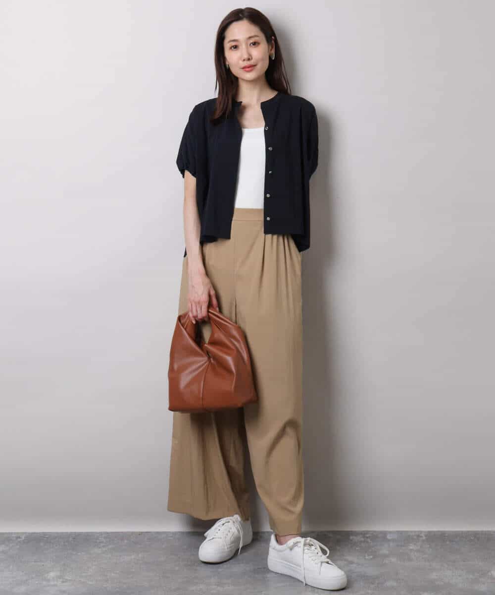 F1LHA62150 MK MICHEL KLEIN(小さいサイズ)(メゾン ドゥ サンク) 【小さいサイズ】リラクシーワイドパンツ/UVカット/接触冷感/洗える/セットアップ対応 ベージュ