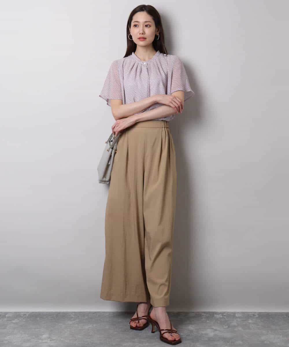 F1LHA62150 MK MICHEL KLEIN(小さいサイズ)(メゾン ドゥ サンク) 【小さいサイズ】リラクシーワイドパンツ/UVカット/接触冷感/洗える/セットアップ対応 ベージュ