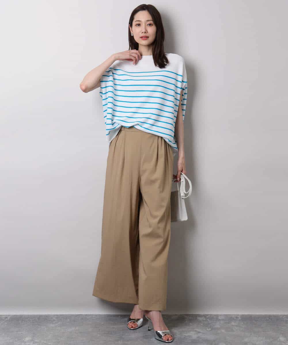 F1LHA62150 MK MICHEL KLEIN(小さいサイズ)(メゾン ドゥ サンク) 【小さいサイズ】リラクシーワイドパンツ/UVカット/接触冷感/洗える/セットアップ対応 ベージュ