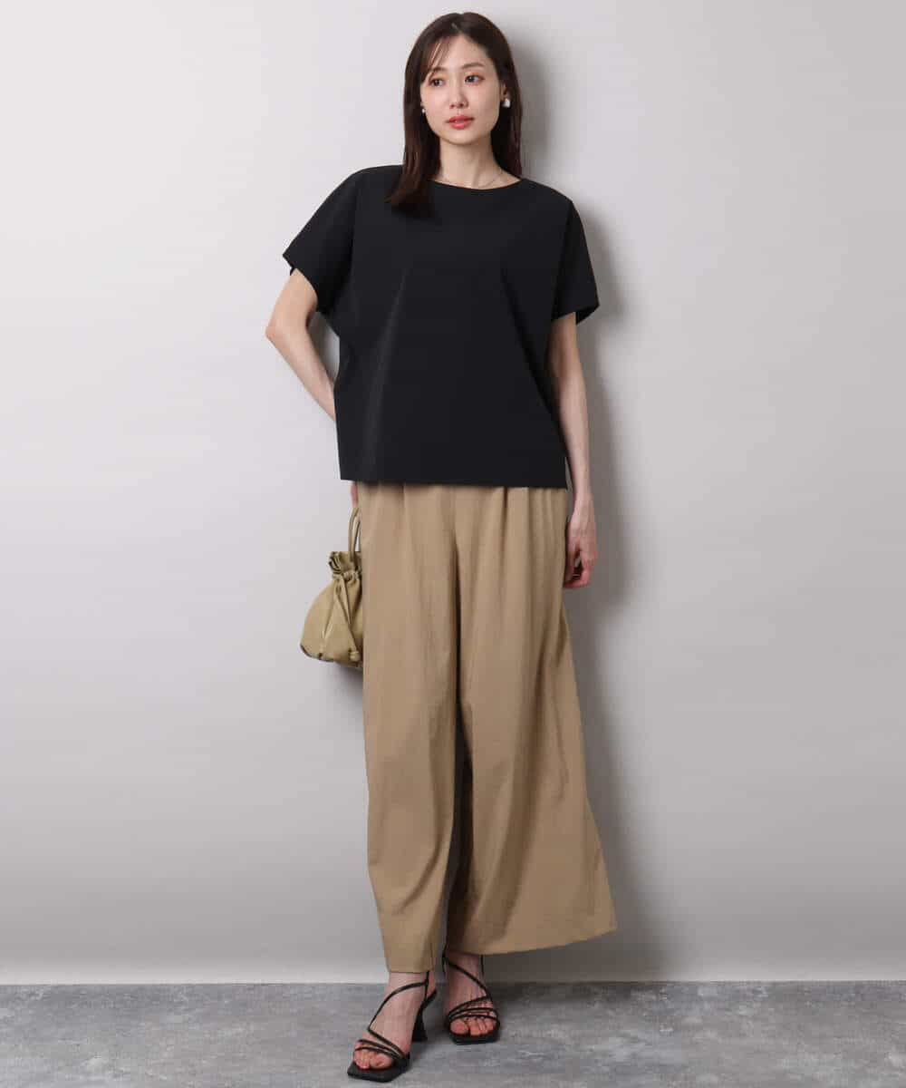 F1LHA62150 MK MICHEL KLEIN(小さいサイズ)(メゾン ドゥ サンク) 【小さいサイズ】リラクシーワイドパンツ/UVカット/接触冷感/洗える/セットアップ対応 ベージュ