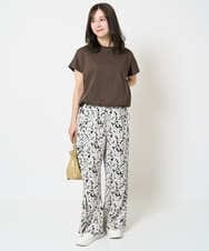 F1LHA63160 MK MICHEL KLEIN(小さいサイズ)(メゾン ドゥ サンク) 【小さいサイズ】フラワー柄ワイドパンツ/洗える ブラック
