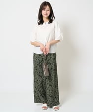 F1LHA63160 MK MICHEL KLEIN(小さいサイズ)(メゾン ドゥ サンク) 【小さいサイズ】フラワー柄ワイドパンツ/洗える ブラック
