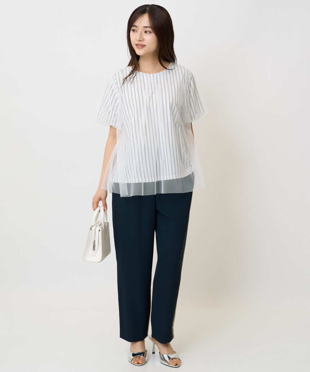 F1LHA65150 MK MICHEL KLEIN(小さいサイズ)(メゾン ドゥ サンク) 【小さいサイズ】リラックステーパードパンツ/接触冷感/洗える ベージュ