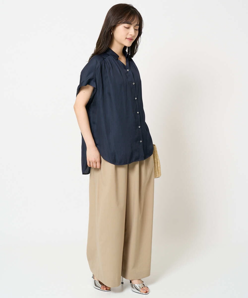 F1LHA68160 MK MICHEL KLEIN(小さいサイズ)(メゾン ドゥ サンク) 【小さいサイズ】2タックワイドパンツ/洗える ベージュ
