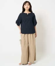 F1LHA68160 MK MICHEL KLEIN(小さいサイズ)(メゾン ドゥ サンク) 【小さいサイズ】2タックワイドパンツ/洗える ベージュ
