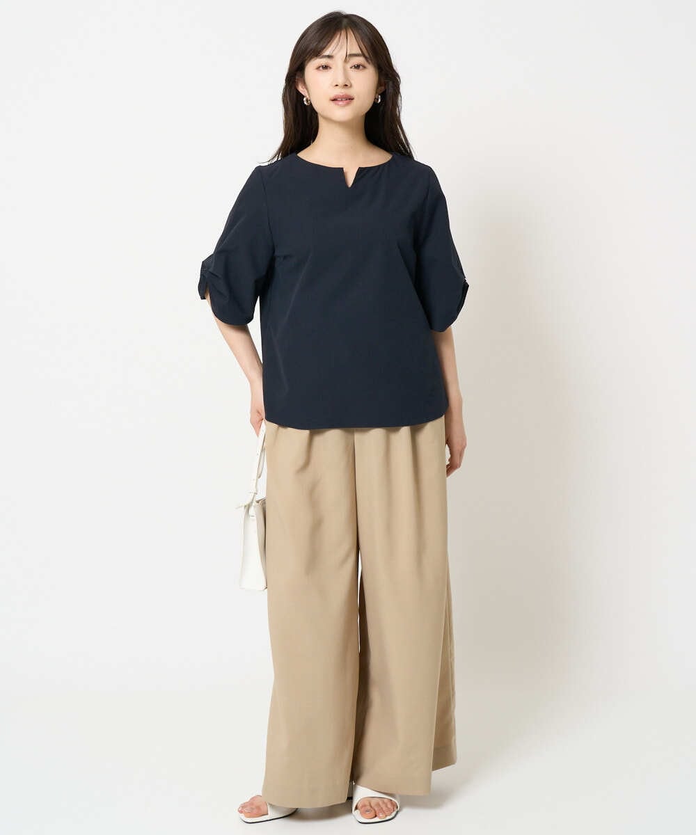 F1LHA68160 MK MICHEL KLEIN(小さいサイズ)(メゾン ドゥ サンク) 【小さいサイズ】2タックワイドパンツ/洗える ベージュ