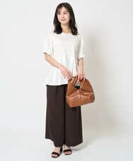 F1LHA68160 MK MICHEL KLEIN(小さいサイズ)(メゾン ドゥ サンク) 【小さいサイズ】2タックワイドパンツ/洗える ベージュ