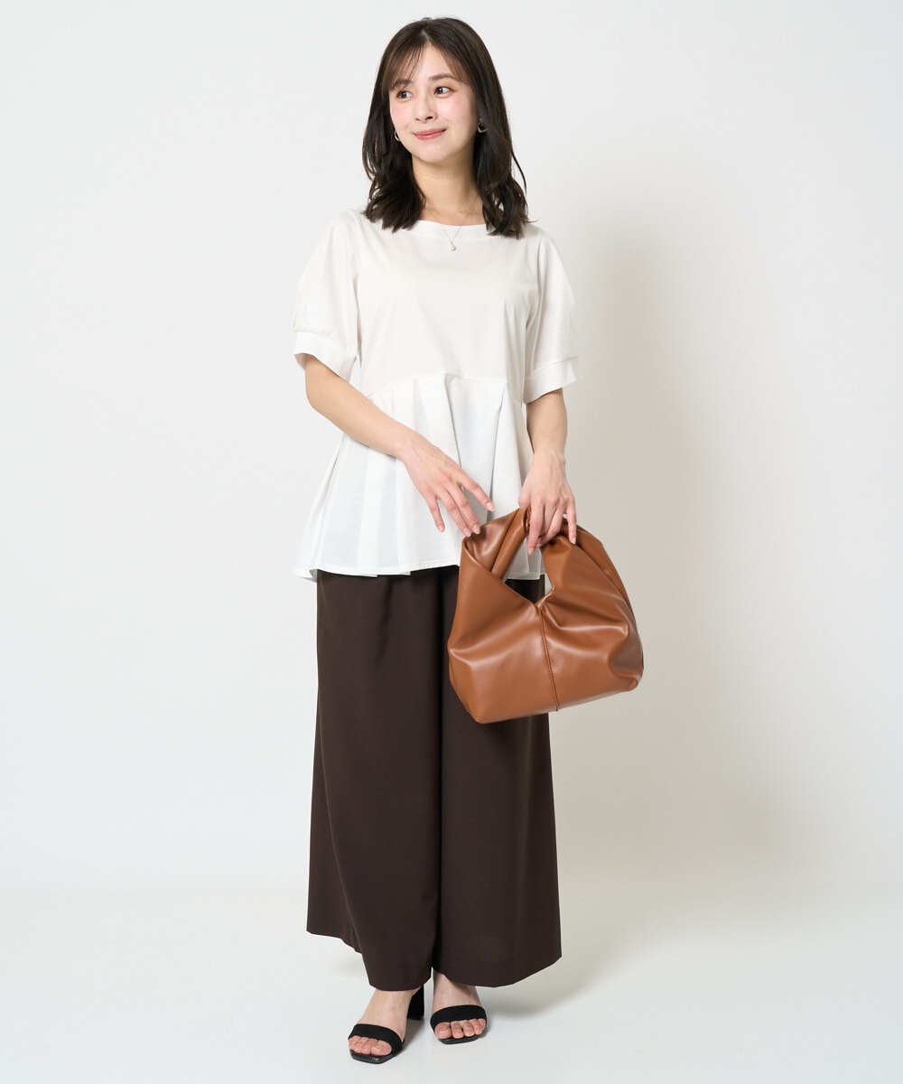 F1LHA68160 MK MICHEL KLEIN(小さいサイズ)(メゾン ドゥ サンク) 【小さいサイズ】2タックワイドパンツ/洗える ベージュ