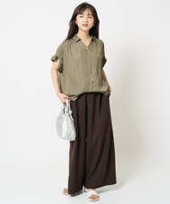 F1LHA68160 MK MICHEL KLEIN(小さいサイズ)(メゾン ドゥ サンク) 【小さいサイズ】2タックワイドパンツ/洗える ベージュ
