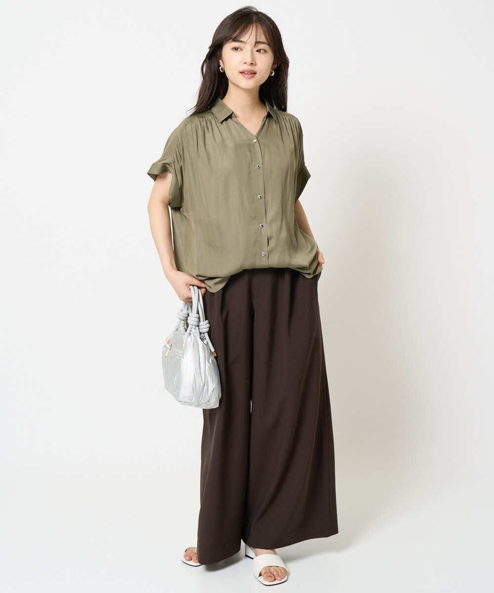 F1LHA68160 MK MICHEL KLEIN(小さいサイズ)(メゾン ドゥ サンク) 【小さいサイズ】2タックワイドパンツ/洗える ベージュ