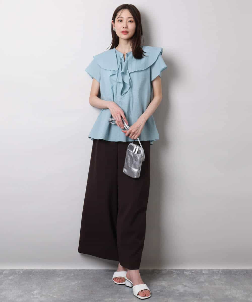 F1LHA68160 MK MICHEL KLEIN(小さいサイズ)(メゾン ドゥ サンク) 【小さいサイズ】2タックワイドパンツ/洗える ベージュ