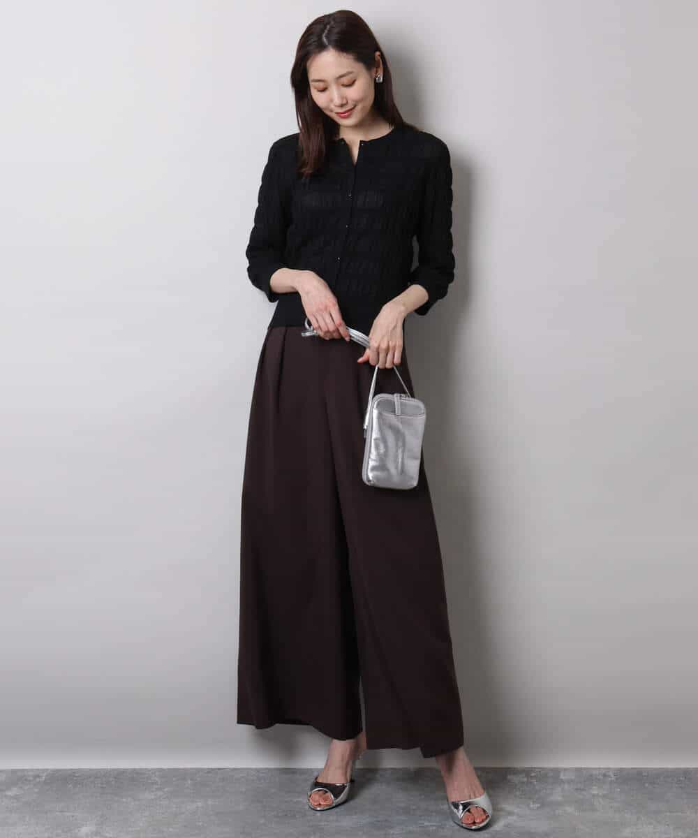 F1LHA68160 MK MICHEL KLEIN(小さいサイズ)(メゾン ドゥ サンク) 【小さいサイズ】2タックワイドパンツ/洗える ベージュ