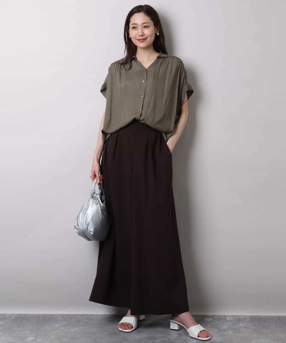 F1LHA68160 MK MICHEL KLEIN(小さいサイズ)(メゾン ドゥ サンク) 【小さいサイズ】2タックワイドパンツ/洗える ベージュ
