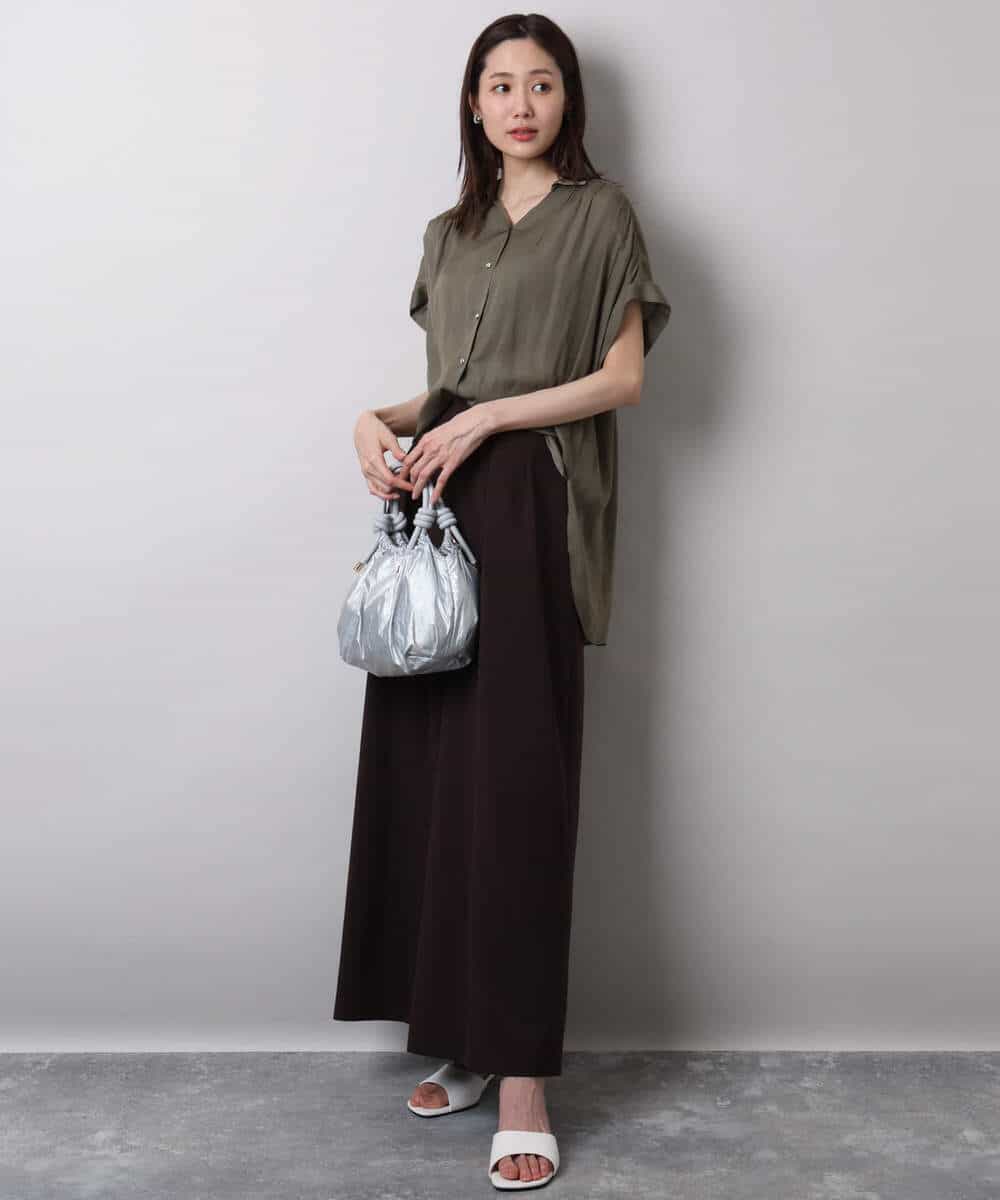 F1LHA68160 MK MICHEL KLEIN(小さいサイズ)(メゾン ドゥ サンク) 【小さいサイズ】2タックワイドパンツ/洗える ベージュ