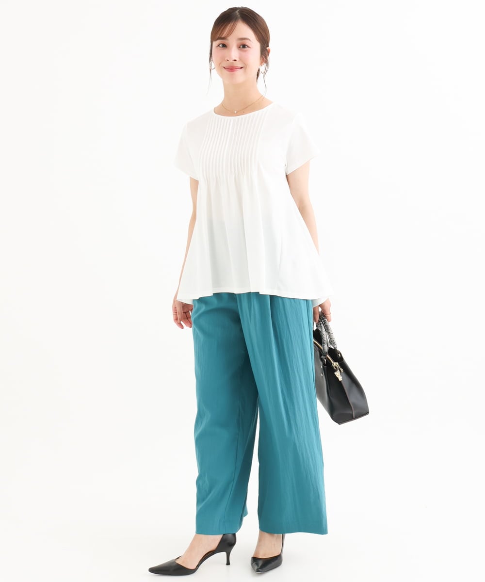 F1LHD60150 MK MICHEL KLEIN(小さいサイズ)(メゾン ドゥ サンク) 【小さいサイズ】[接触冷感/洗える]リラクシーワイドパンツ ベージュ