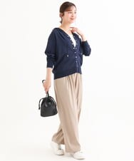 F1LHD60150 MK MICHEL KLEIN(小さいサイズ)(メゾン ドゥ サンク) 【小さいサイズ】[接触冷感/洗える]リラクシーワイドパンツ ベージュ