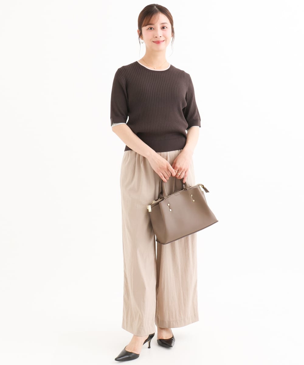 F1LHD60150 MK MICHEL KLEIN(小さいサイズ)(メゾン ドゥ サンク) 【小さいサイズ】[接触冷感/洗える]リラクシーワイドパンツ ベージュ