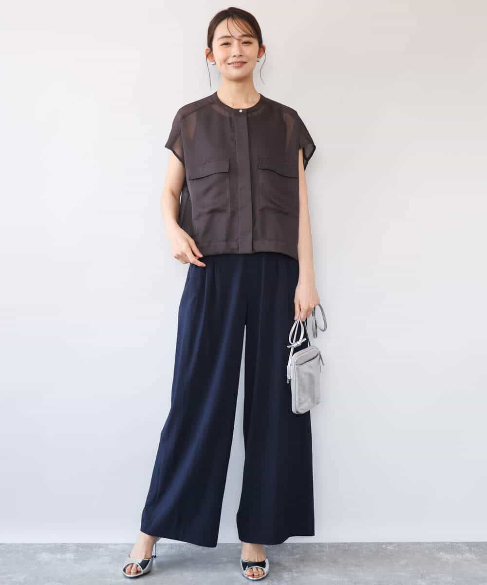 F1LHD60150 MK MICHEL KLEIN(小さいサイズ)(メゾン ドゥ サンク) 【小さいサイズ】[接触冷感/洗える]リラクシーワイドパンツ ベージュ