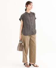 F1LHD61160 MK MICHEL KLEIN(小さいサイズ)(メゾン ドゥ サンク) 【小さいサイズ】[接触冷感/洗える]バレル風シルエットストレッチパンツ ベージュ
