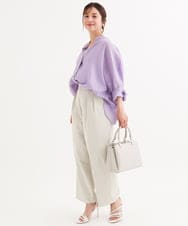 F1LHD61160 MK MICHEL KLEIN(小さいサイズ)(メゾン ドゥ サンク) 【小さいサイズ】[接触冷感/洗える]バレル風シルエットストレッチパンツ ベージュ