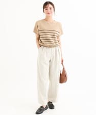 F1LHD61160 MK MICHEL KLEIN(小さいサイズ)(メゾン ドゥ サンク) 【小さいサイズ】[接触冷感/洗える]バレル風シルエットストレッチパンツ ベージュ