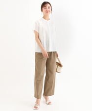 F1LHD61160 MK MICHEL KLEIN(小さいサイズ)(メゾン ドゥ サンク) 【小さいサイズ】[接触冷感/洗える]バレル風シルエットストレッチパンツ ベージュ