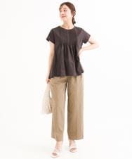 F1LHD61160 MK MICHEL KLEIN(小さいサイズ)(メゾン ドゥ サンク) 【小さいサイズ】[接触冷感/洗える]バレル風シルエットストレッチパンツ ベージュ