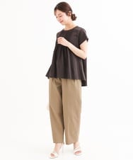 F1LHD61160 MK MICHEL KLEIN(小さいサイズ)(メゾン ドゥ サンク) 【小さいサイズ】[接触冷感/洗える]バレル風シルエットストレッチパンツ ベージュ