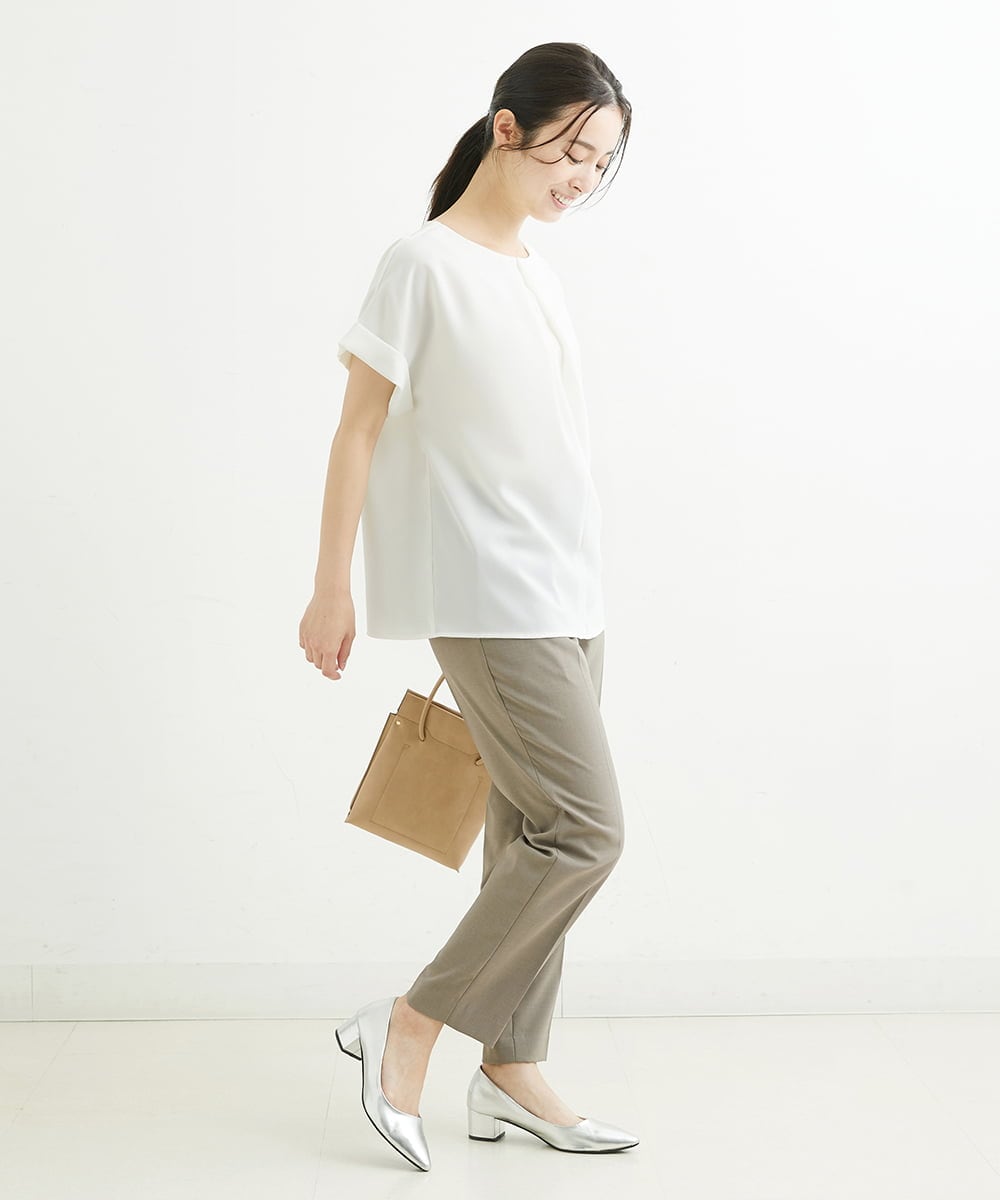 F1LHS60130 MK MICHEL KLEIN(小さいサイズ)(メゾン ドゥ サンク) 【小さいサイズ】Reflaxストレッチテーパードパンツ/洗える モカ