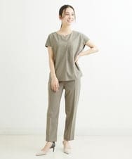 F1LHS60130 MK MICHEL KLEIN(小さいサイズ)(メゾン ドゥ サンク) 【小さいサイズ】Reflaxストレッチテーパードパンツ/洗える モカ
